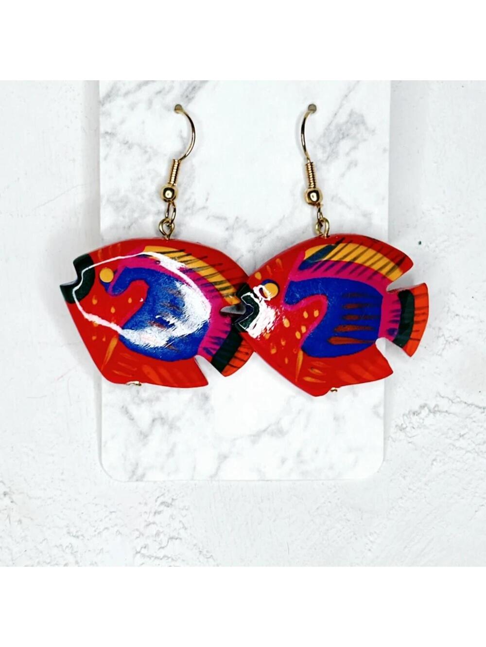 5865u. Red Fish Earrings